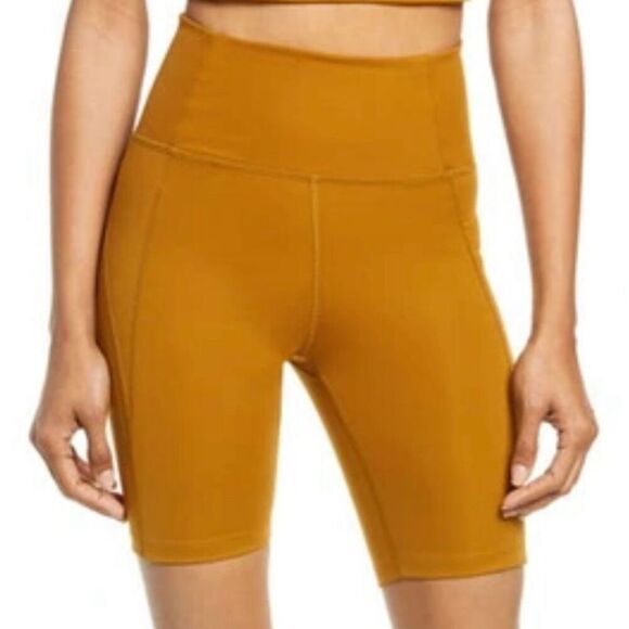 GIRLFRIEND COLLECTIVE | Camel Tan Bicycle Shorts Stretch High Rise | Medium - Picture 1 of 6